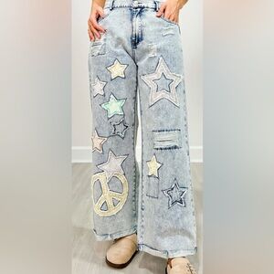 statement with these Star And Peace Patch Wide Leg Relaxed New